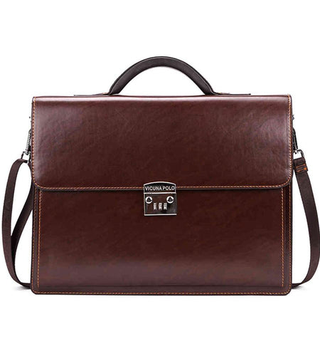 Code Locked Luxury Businessmen Leather Briefcase-men-wanahavit-Brown-wanahavit