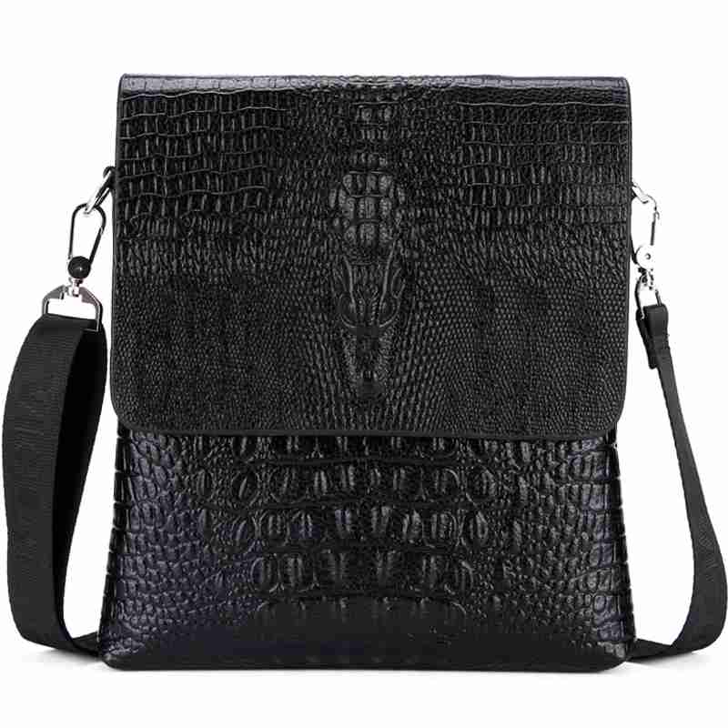 Luxury Embossed Alligator Leather Shoulder Bag-men-wanahavit-Black-wanahavit