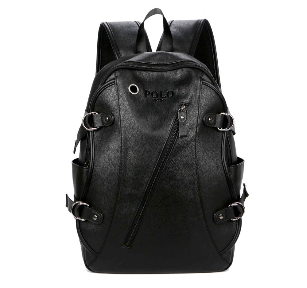 Elegant Slanted Zippered Leather Backpack-men-wanahavit-black-wanahavit