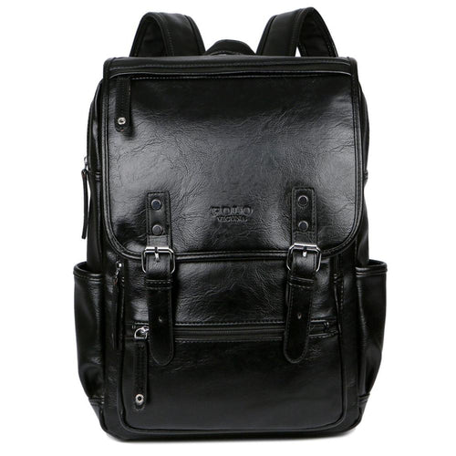 Load image into Gallery viewer, Multi Front Pocket Double Belt Leather Backpack-men-wanahavit-black-wanahavit
