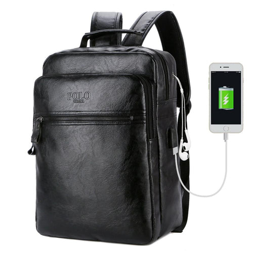 Load image into Gallery viewer, Simple Mobile Friendly Leather Backpack-unisex-wanahavit-black-wanahavit
