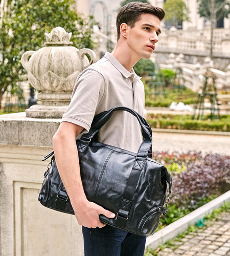 Molle Pouch Large Capacity Leather Travel Bag-men-wanahavit-Black luggage bag-wanahavit