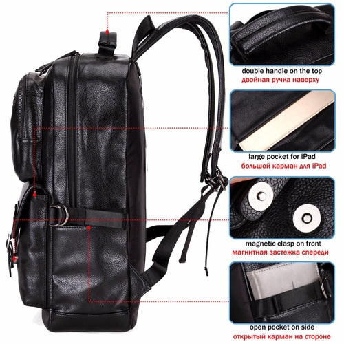 Load image into Gallery viewer, Multifunctional Breathable Leather Backpack-men-wanahavit-Black-wanahavit
