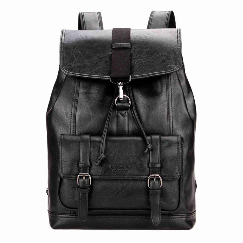 Cool Fashion Leather Drawstring Backpack-men-wanahavit-Black-wanahavit