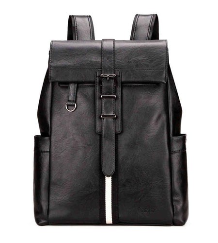 Preppy Style Simple Striped Leather Backpack-unisex-wanahavit-Black-wanahavit