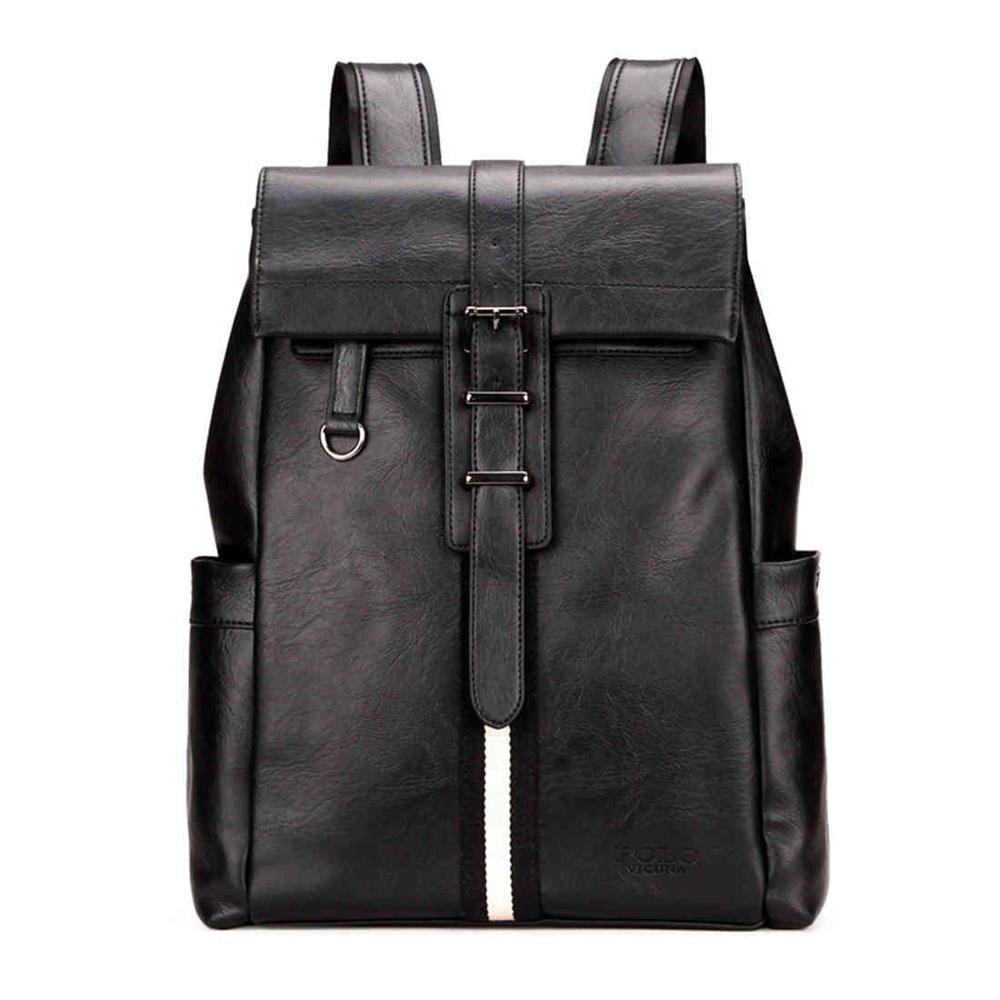 Preppy Style Simple Striped Leather Backpack-unisex-wanahavit-Black-wanahavit