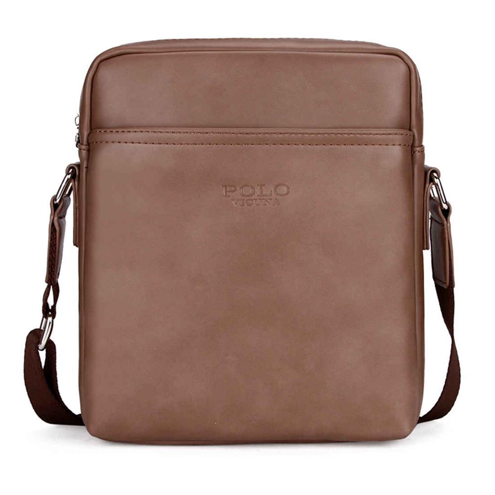 Simple Plain Design Classic Leather Shoulder Bag-men-wanahavit-Brown-wanahavit