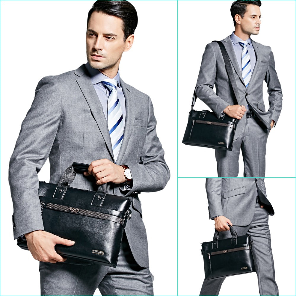 Dot Pattern Businessmen Leather Briefcase-men-wanahavit-small black 14inch-wanahavit
