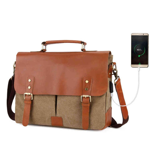 Load image into Gallery viewer, Genuine Leather Briefcase with USB Outlet-men-wanahavit-Brown-35cm by 29cm by 11cm-wanahavit
