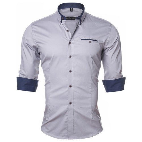 Load image into Gallery viewer, Casual Plain Color Long Sleeve Shirt-men-wanahavit-Grey-Asian M 50kgto55kg-wanahavit

