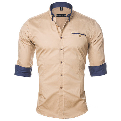 Load image into Gallery viewer, Casual Plain Color Long Sleeve Shirt-men-wanahavit-Wheat-Asian M 50kgto55kg-wanahavit
