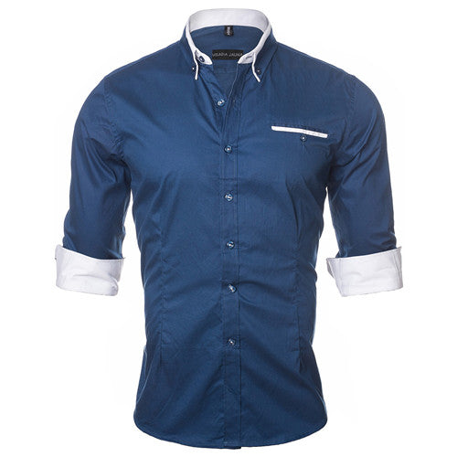 Load image into Gallery viewer, Casual Plain Color Long Sleeve Shirt-men-wanahavit-Blue-Asian M 50kgto55kg-wanahavit
