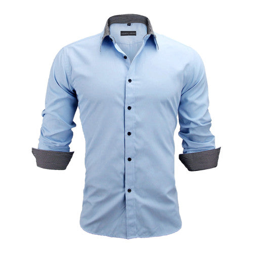 Load image into Gallery viewer, Slim Fit Outlined Solid Long Sleeve-men-wanahavit-Sky Blue 566-US S  60to65KG-wanahavit
