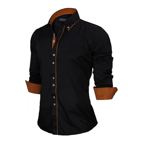 Load image into Gallery viewer, Slim Fit Outlined Solid Long Sleeve-men-wanahavit-Black 356-US S  60to65KG-wanahavit
