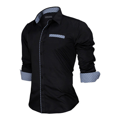 Load image into Gallery viewer, Slim Fit Outlined Solid Long Sleeve-men-wanahavit-Black 978-US S  60to65KG-wanahavit
