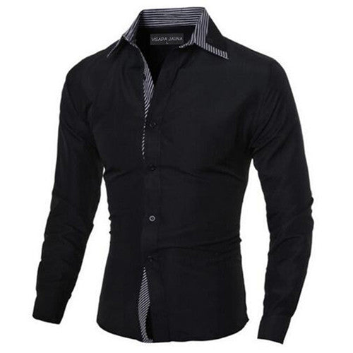 Load image into Gallery viewer, Slim Fit Outlined Solid Long Sleeve-men-wanahavit-Black 566-US S  60to65KG-wanahavit

