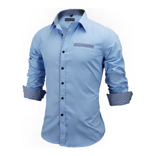 Load image into Gallery viewer, Slim Fit Outlined Solid Long Sleeve-men-wanahavit-Sky Blue 978-US S  60to65KG-wanahavit
