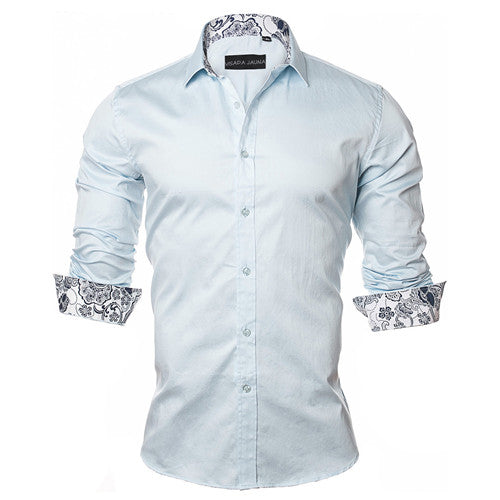 Pattern Accented Plain Color Long Sleeve-men-wanahavit-Light Blue-M-wanahavit