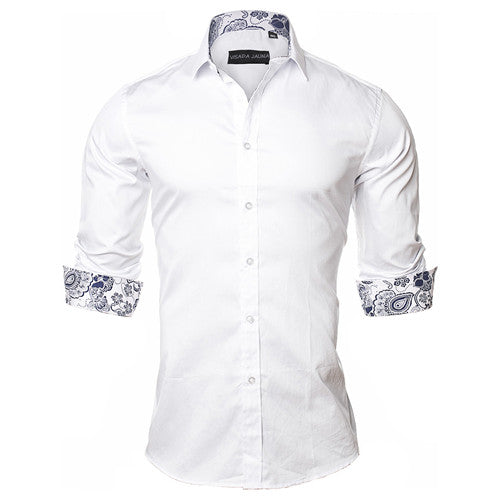 Pattern Accented Plain Color Long Sleeve-men-wanahavit-White-L-wanahavit