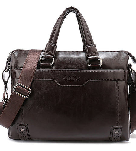 Hollow Bottom Decor Leather Briefcase-men-wanahavit-Coffee-wanahavit