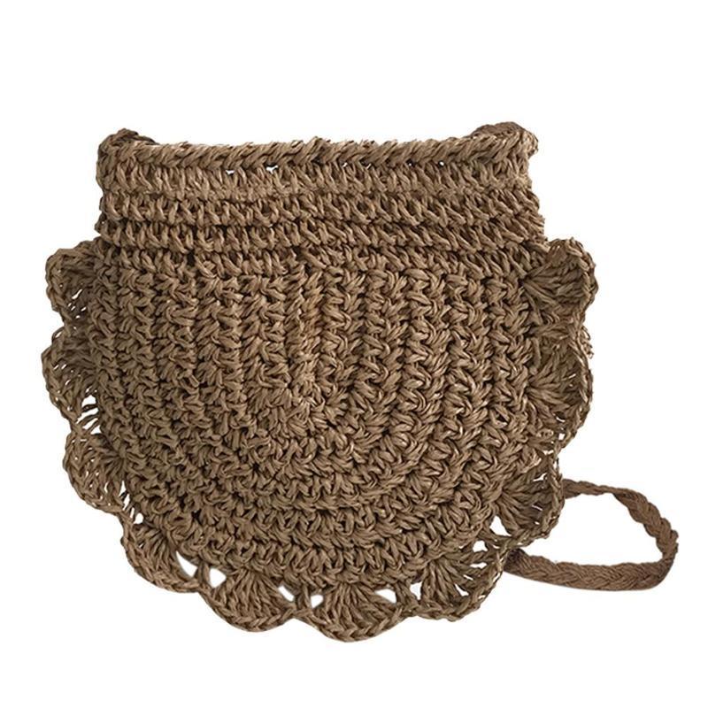 Half Moon Crochet Straw Braid Shoulder Bag-women-wanahavit-Coffee-wanahavit