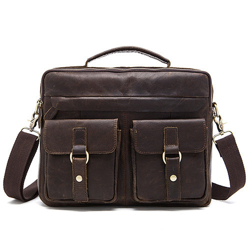 Load image into Gallery viewer, Genuine Leather Double Front Pocket Briefcase-men-wanahavit-choco-wanahavit
