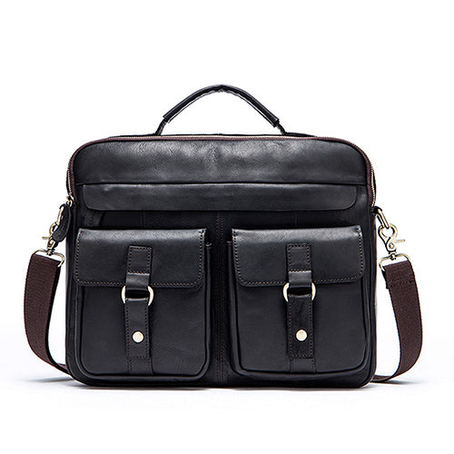 Genuine Leather Double Front Pocket Briefcase-men-wanahavit-black-wanahavit