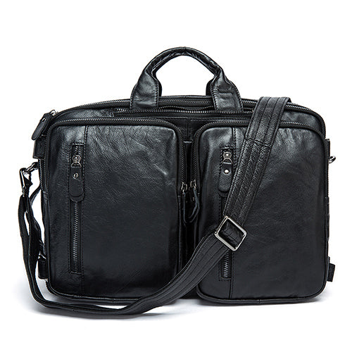 Load image into Gallery viewer, Genuine Leather Large Double Pocket Briefcase-men-wanahavit-black-wanahavit
