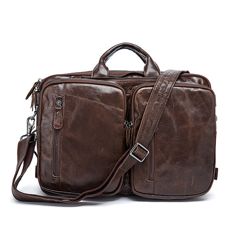 Load image into Gallery viewer, Genuine Leather Large Double Pocket Briefcase-men-wanahavit-coffee-wanahavit
