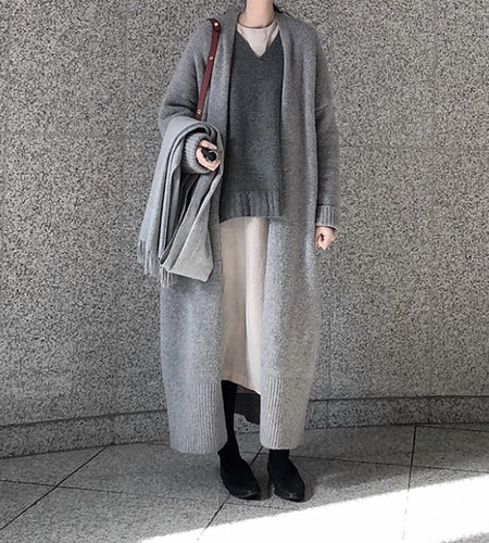 Winter Sweater Elegant Knitted Warm Plus size Long Sleeve Cardigan