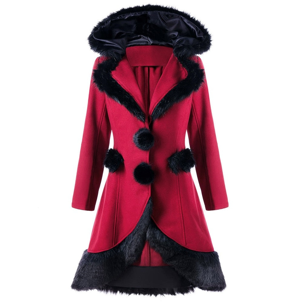 Winter Long Woolen Lace Up Coat-women-wanahavit-Burgundy-XXL-wanahavit