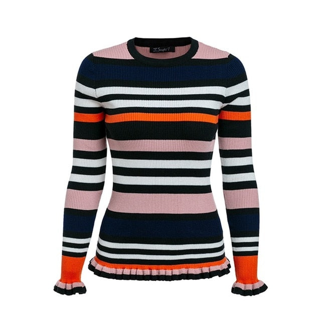 Colorful Striped Knitted Sweater-women-wanahavit-Pink-S-wanahavit