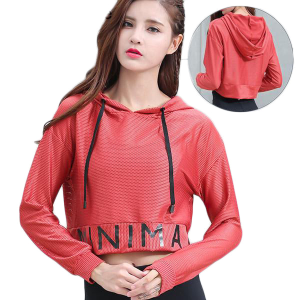 Breathable Long Sleeve Hooded Jersey Shirt-women fashion & fitness-wanahavit-Red-S-wanahavit