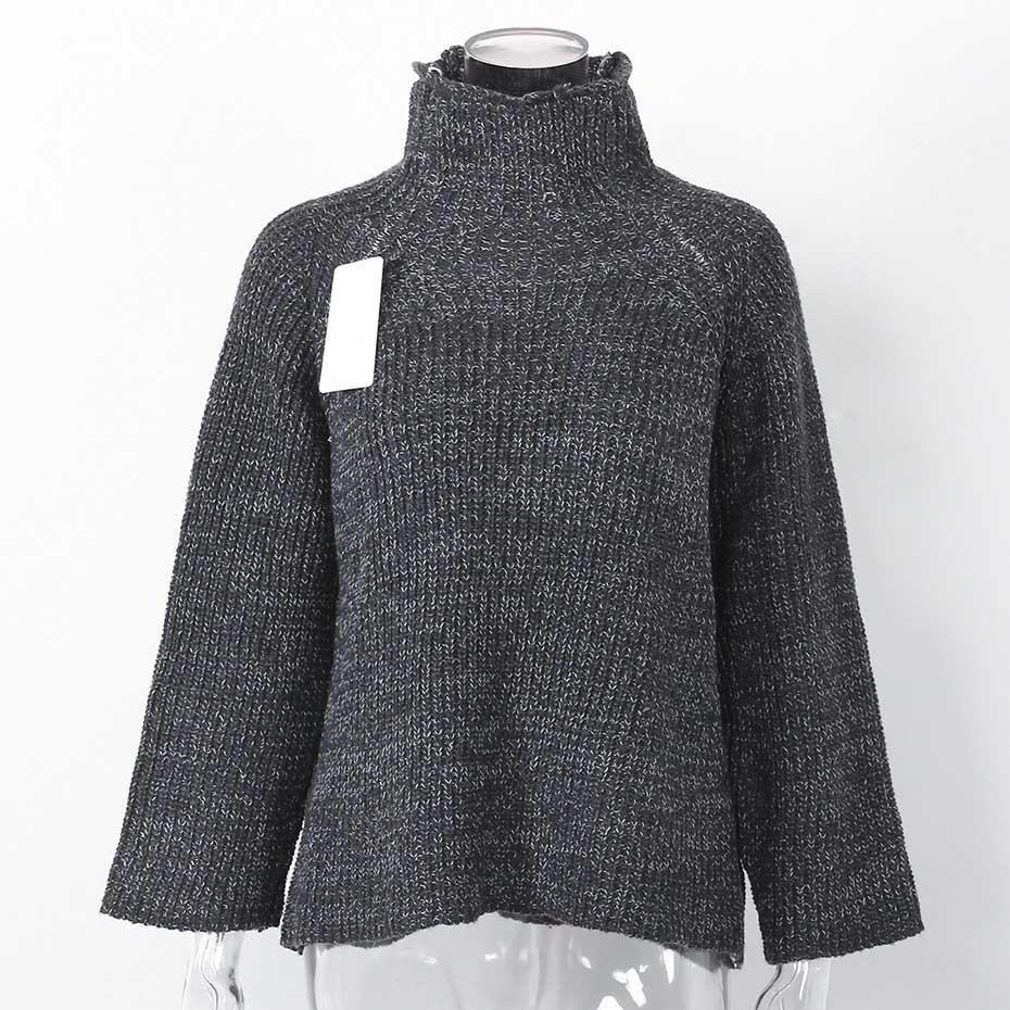 Warm Knitted Turtleneck Long Sleeve Sweater-women-wanahavit-Gray-One Size-wanahavit