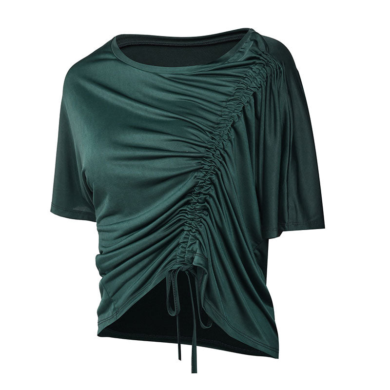 Asymmetrically Laced Loose Shirt-women-wanahavit-Green-S-wanahavit