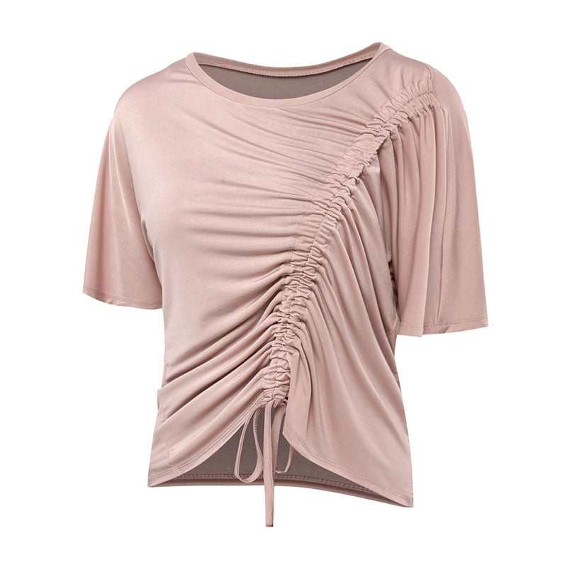 Asymmetrically Laced Loose Shirt-women-wanahavit-Pink-S-wanahavit