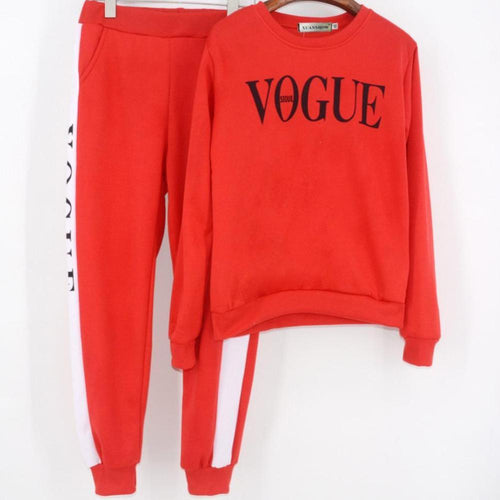 Load image into Gallery viewer, Vogue Printed Tracksuit Set Sweatshirt + Pant-women fashion &amp; fitness-wanahavit-Red-S-wanahavit
