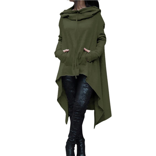 Load image into Gallery viewer, Irregular Draw Cord Coat Loose Long Sleeve-women-wanahavit-Green-4XL-wanahavit
