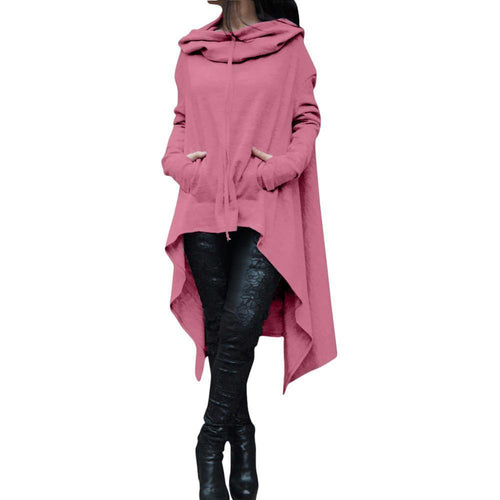 Load image into Gallery viewer, Irregular Draw Cord Coat Loose Long Sleeve-women-wanahavit-Pink-4XL-wanahavit
