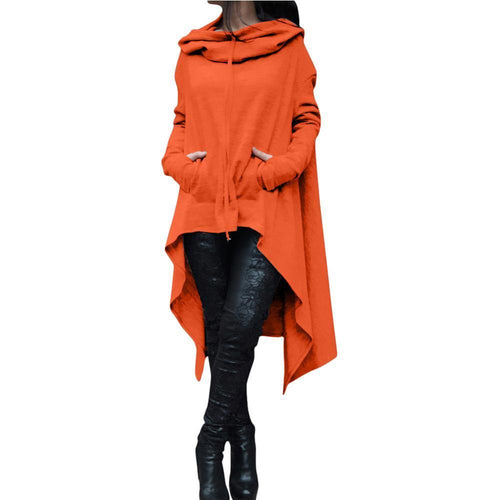 Load image into Gallery viewer, Irregular Draw Cord Coat Loose Long Sleeve-women-wanahavit-Orange-4XL-wanahavit
