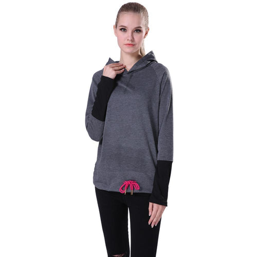 Load image into Gallery viewer, Patchwork Long-sleeved Pullovers Hoodies-women fashion &amp; fitness-wanahavit-Dgray and black-L-wanahavit
