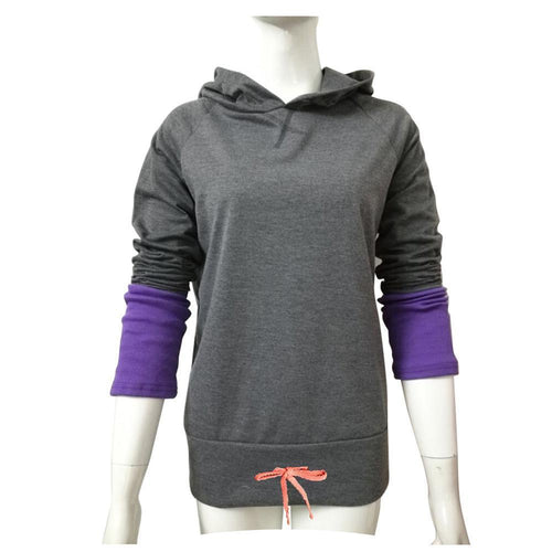Load image into Gallery viewer, Patchwork Long-sleeved Pullovers Hoodies-women fashion &amp; fitness-wanahavit-Gray and Purple-S-wanahavit
