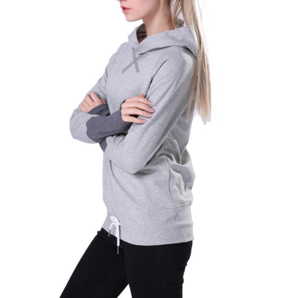 Patchwork Long-sleeved Pullovers Hoodies-women fashion & fitness-wanahavit-Gray and Dgray-S-wanahavit