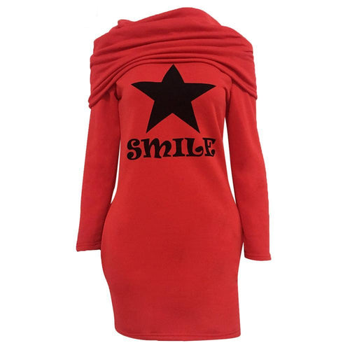 Load image into Gallery viewer, Smile Star Printed Dress Hoodies-women-wanahavit-Red-S-wanahavit
