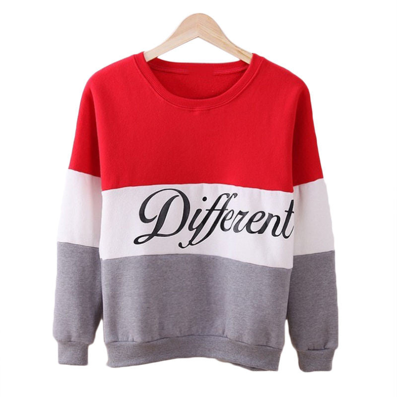 Three Color Accent Different Printed Sweatshirt-women-wanahavit-Red and Grey-One Size-wanahavit