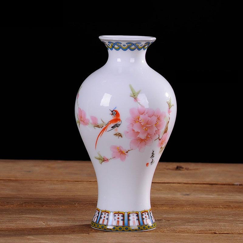 Vintage Chinese Decorative Ceramic Flower Vase-home accent-wanahavit-Design E3-wanahavit