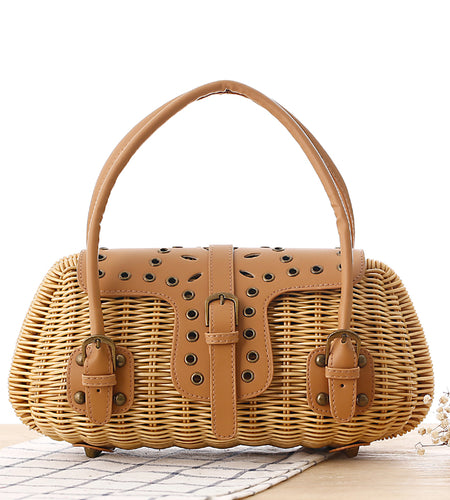 Japanese Journal of the Hands Rattan Tote Bag-women-wanahavit-brown-wanahavit