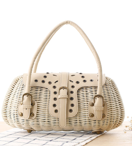 Japanese Journal of the Hands Rattan Tote Bag-women-wanahavit-beige-wanahavit