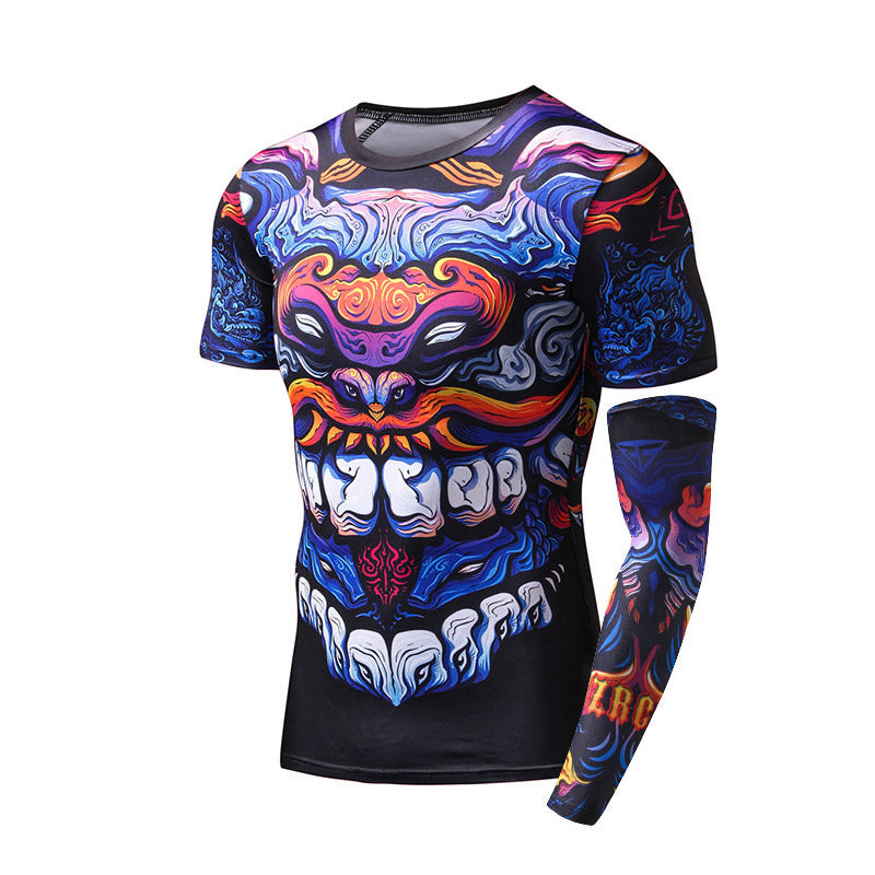 3D Printed Yakuza Colorful Monster Shirt with Sleeve-men fitness-wanahavit-Asia S-wanahavit
