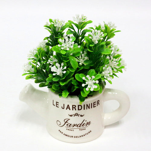 Load image into Gallery viewer, Artificial Plastic Plant with Ceramic Vase-home accent-wanahavit-A-wanahavit

